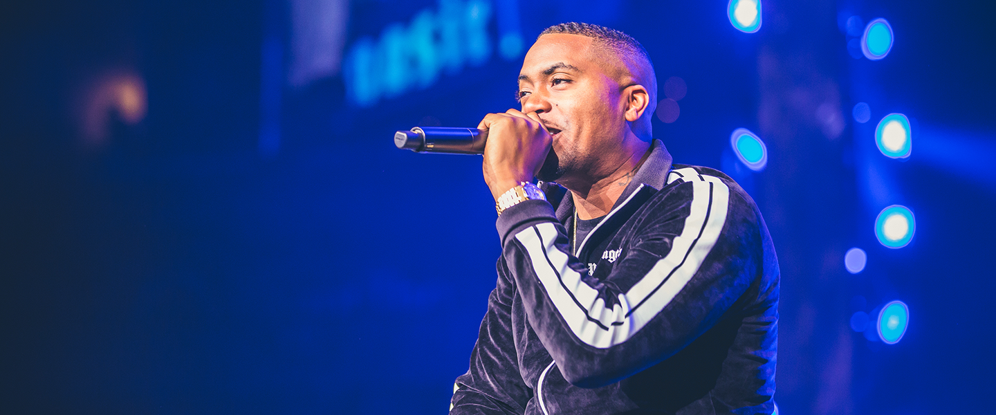 Award-winning hip-hop superstar Nas performs to youth and educators at WE Day UN at the Barclays Center on September 20, 2018. Photo credit: Ryan Bolton